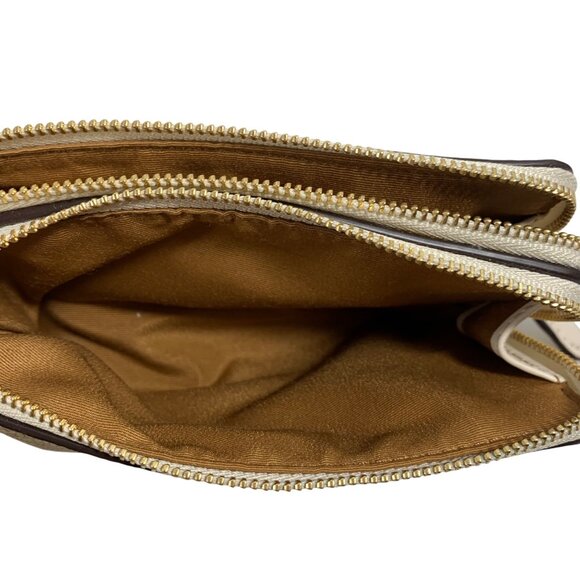 COACH Double Zip Corner Wristlet Wallet Signature Canvas + Hang Tag/Charm EUC - Picture 9 of 10